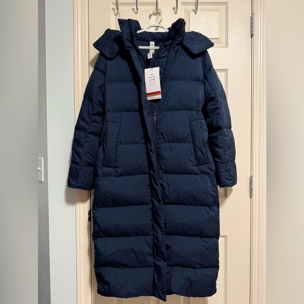 Brand New lululemon Navy Wunder Puff Long Jacket - Size 6 (Small)